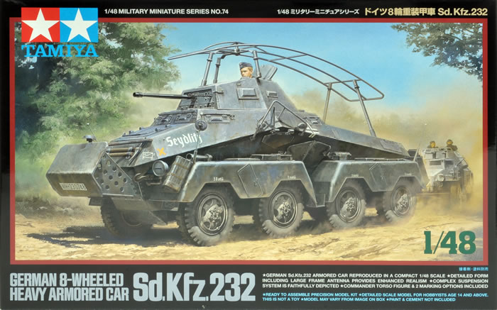 TAM32574 1:48 Tamiya Sd.Kfz.232 German 8-Wheeled Heavy Armored Car - Sprue  Brothers Models LLC