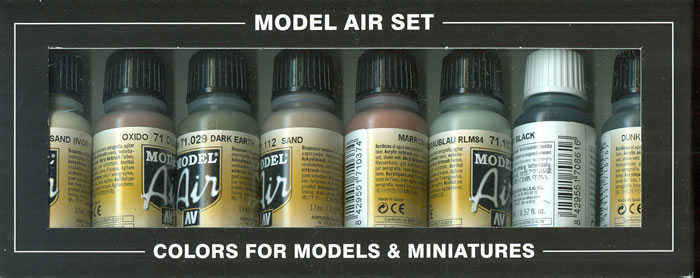 Vallejo Metallic Colors Model Air Paint, 8 bottles X 17ml